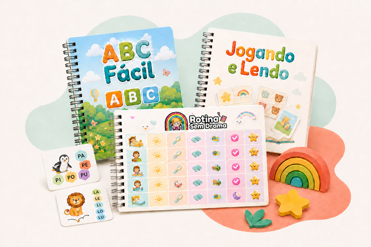 Apresentação dos materiais ABC Fácil, Jogando e Lendo e Rotina Sem Drama